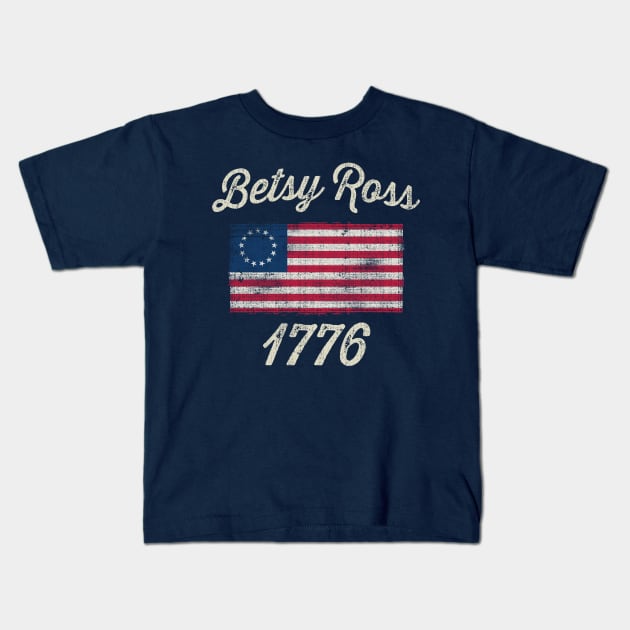 Betsy Ross American Flag 1776 Kids T-Shirt by Designkix